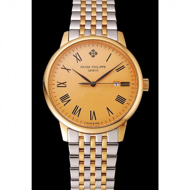 Patek Philippe Calatrava Gold Dial Yellow Gold Case Two Tone Bracelet 1453825-1