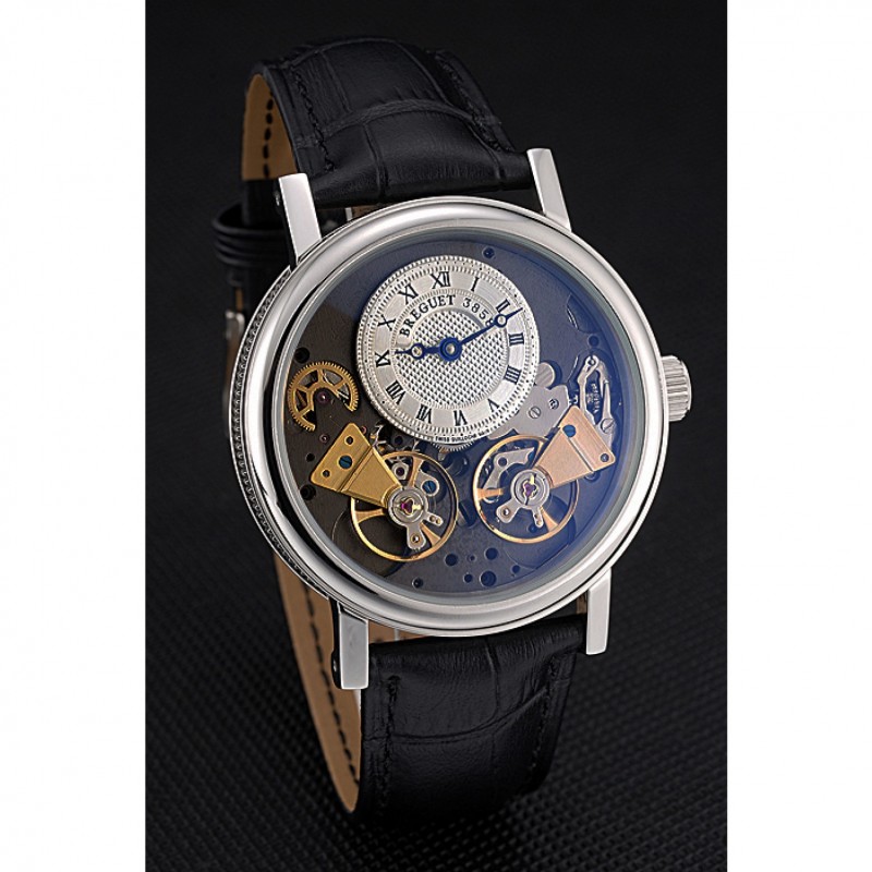 Breguet Duo Tourbillon Silver Case White Dial Black Leather Bracelet 622622-2