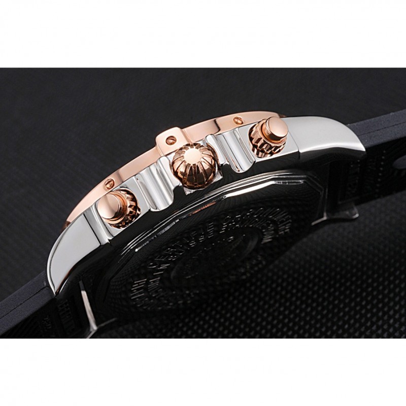 Breitling Chronomat White Dial Rose Gold Bezel And Subdials Stainless Steel Case Black Rubber Strap-7