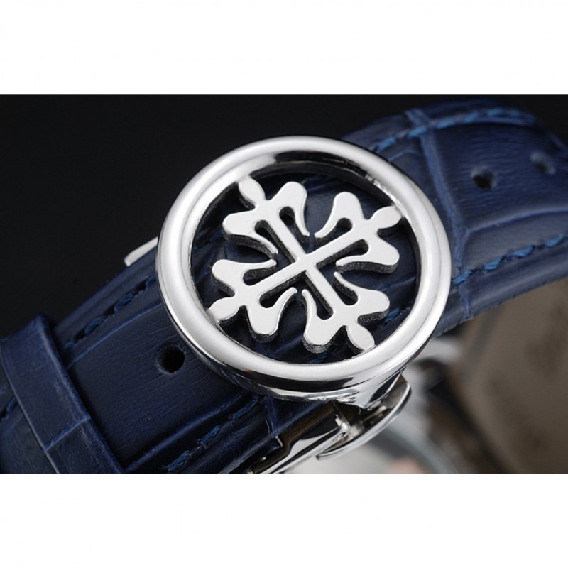 Best Patek Philippe Grand Complications Blue Dial Silver Case Blue Leather Bracelet 1454241-5