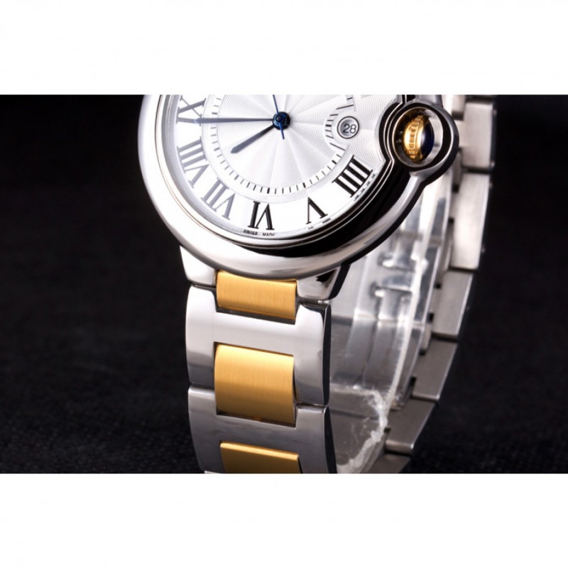 High End Replica Watches Cartier Ballon Bleu 42mm White Dial Stainless Steel Case Two Tone Bracelet-8