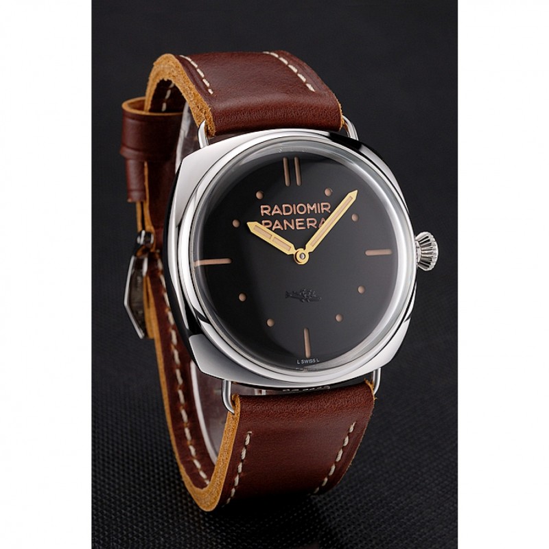 Cheap Replica Watches Panerai Radiomir Vintage SLC PAM425 Black Dial Stainless Steel Case Brown Leather Strap-2