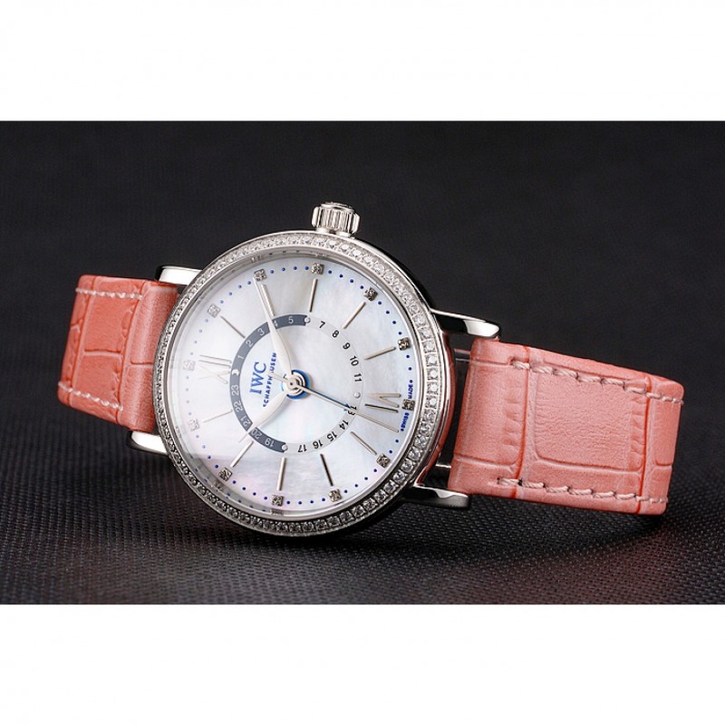 IWC Portofino Day And Night White Dial Stainless Steel Case Pink Leather Strap-3