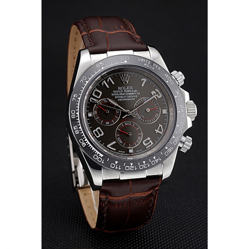 Rolex Cosmograph Daytona Stainless Steel Case Grey Racing Dial Leather Bracelet 622632-1
