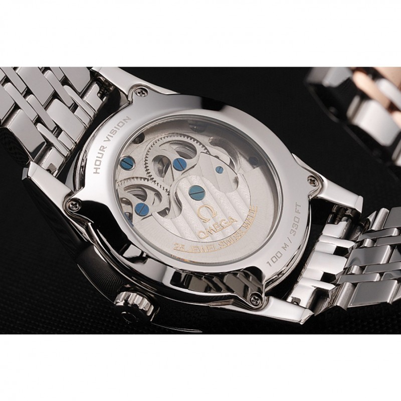 Omega De Ville Moonphase Tourbillon Black Dial Stainless Steel Case Two Tone Black Steel Bracelet-5