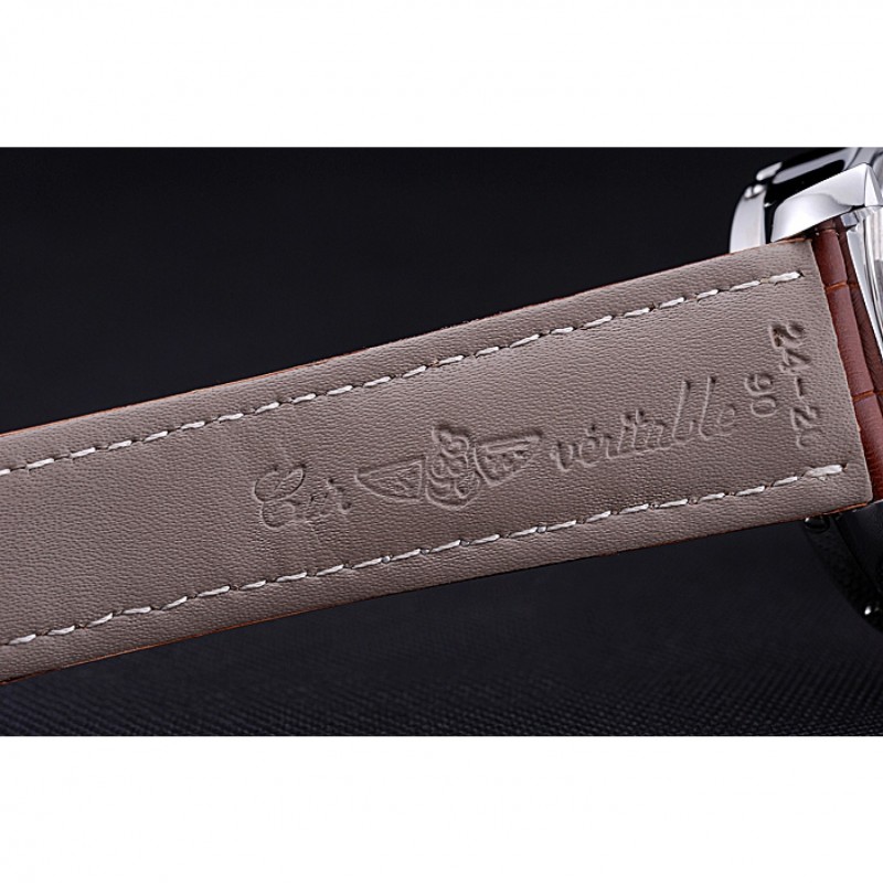 Breitling Chronomat Evolution White Dial Brown Leather Bracelet 622517-7