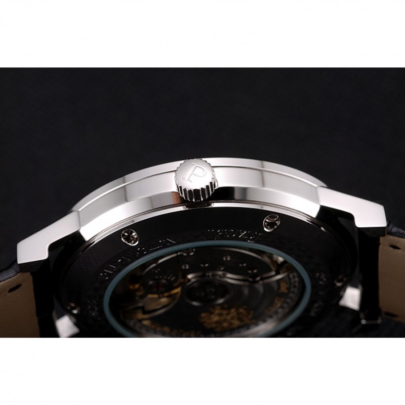 Swiss Piaget Altiplano Diamond Set Stainless Steel Case And Pearl Dial Black Leather Strap 1453746-8