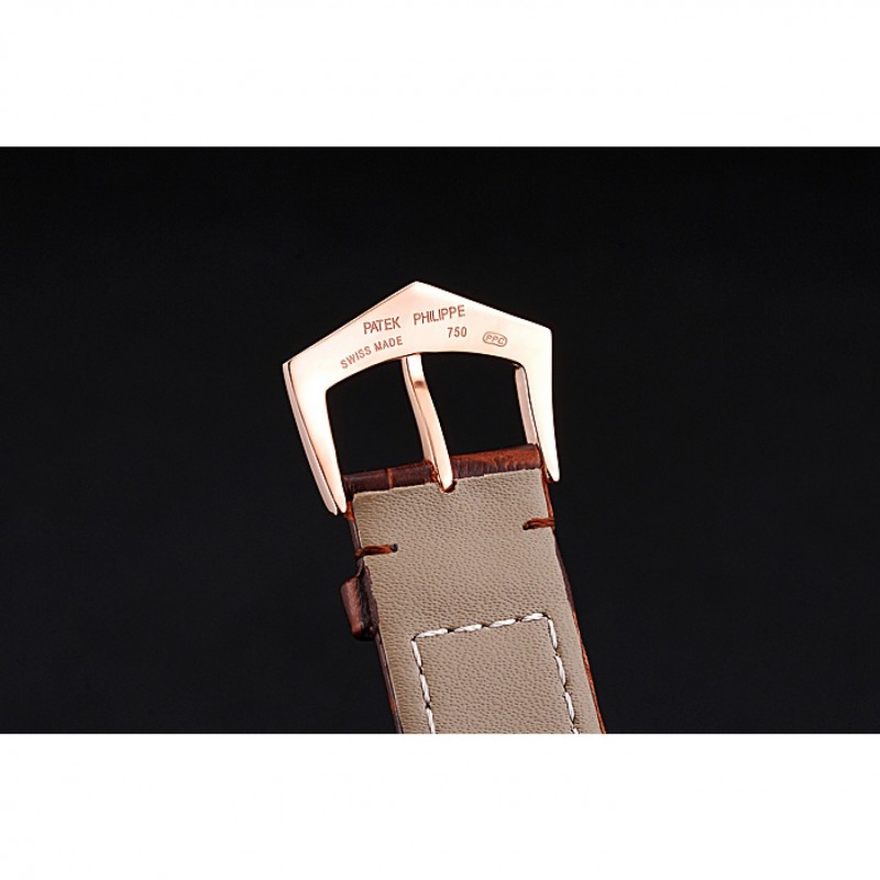 Patek Philippe Calatrava Rose Dial Rose Gold Case Brown Leather Strap 622836-6