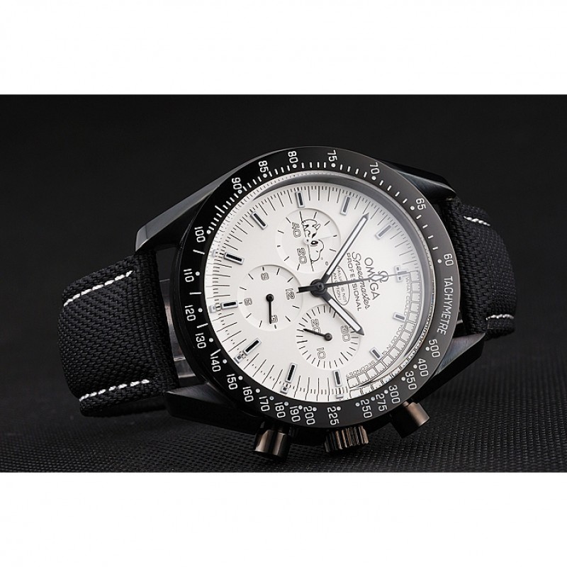 High Quality Omega Speedmaster Professional Apollo 13 Silver Snoopy Award White Dial Black Case Black Nylon Strap-4