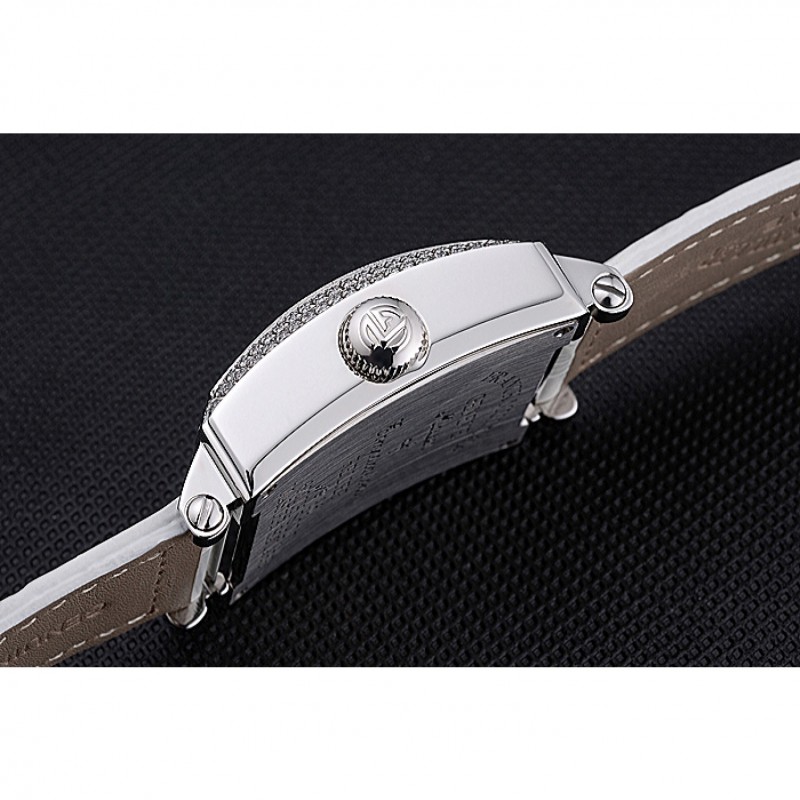 Franck Muller Master Square Color Dreams Diamonds Case White Leather Band 622356-7
