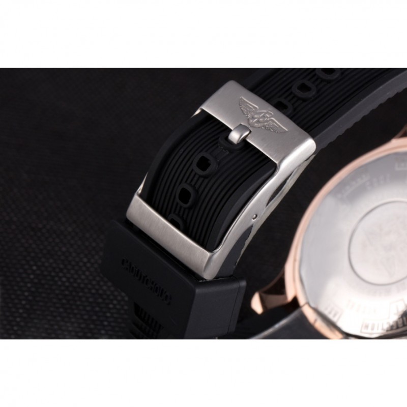 Breitling Navitimer Rosegold Bezel Rubber Strap Black Dial-7