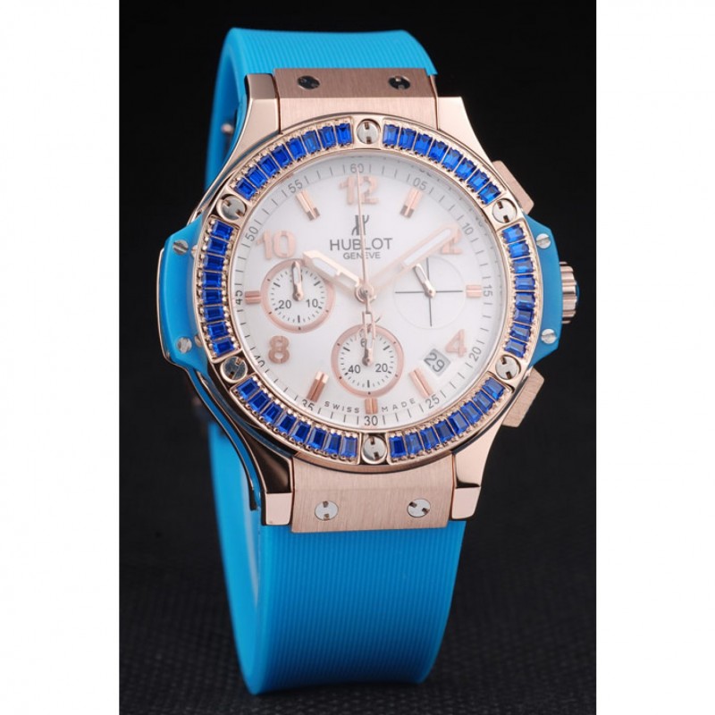 Hublot Big Bang Tutti Frutti Blue Strap Gold Dial-2