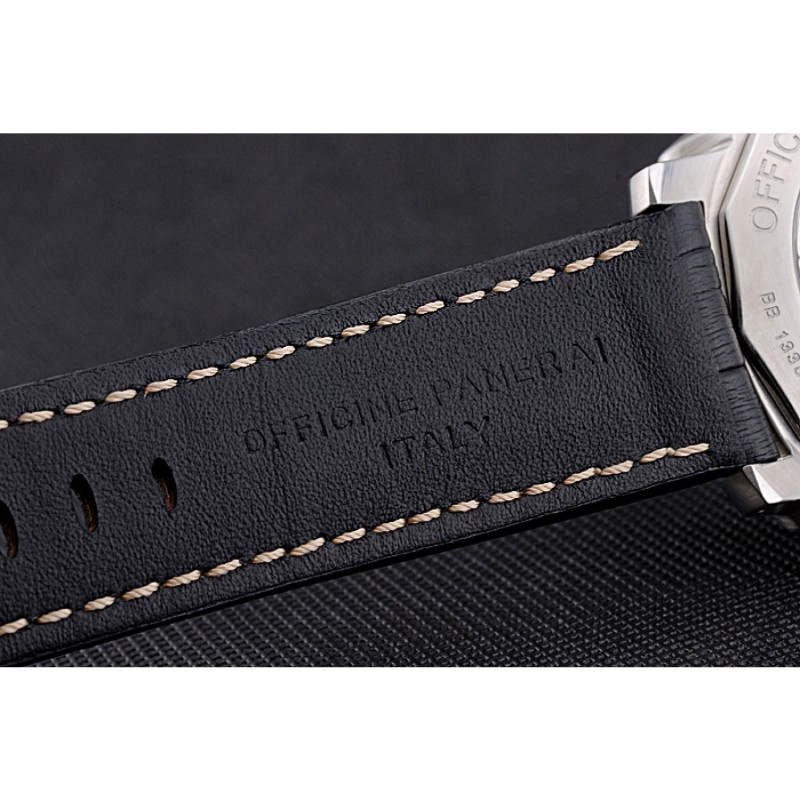 Panerai Luminor Marina 1950 Black Dial Brushed Steel Case Black Embossed Leather Strap-6