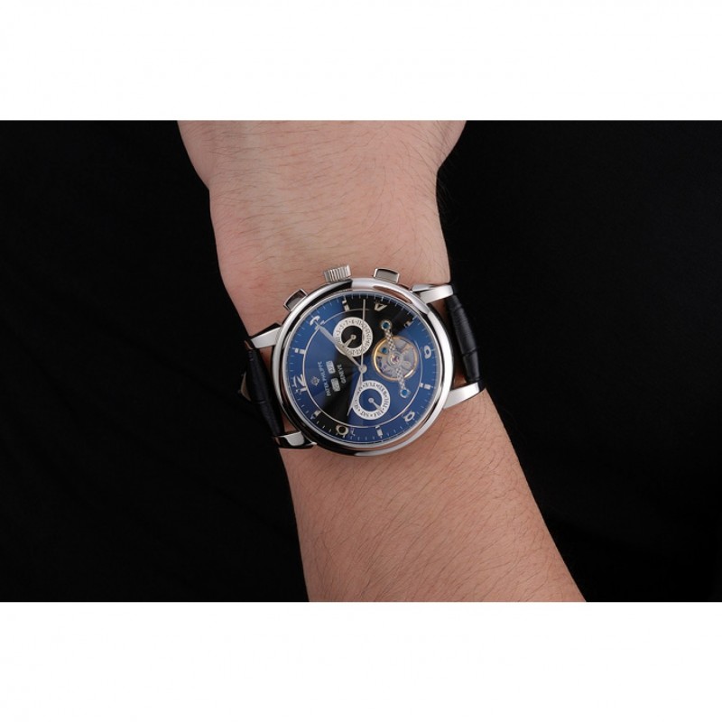 Patek Philippe Perpetual Calendar Tourbillon Black Dial Stainless Steel Case Black Leather Strap-7
