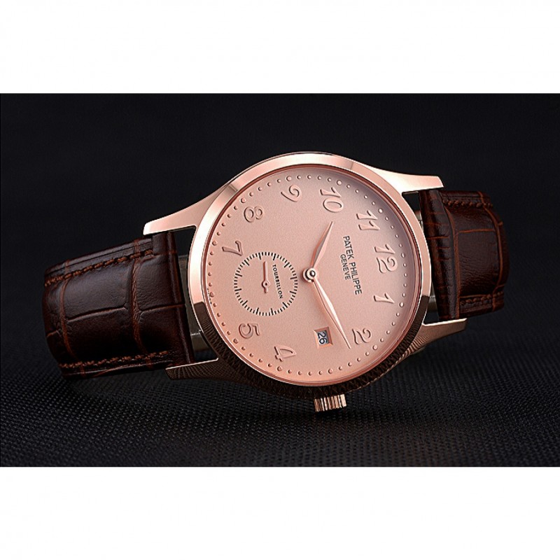 Patek Philippe Calatrava Rose Dial Rose Gold Case Brown Leather Strap 622836-3