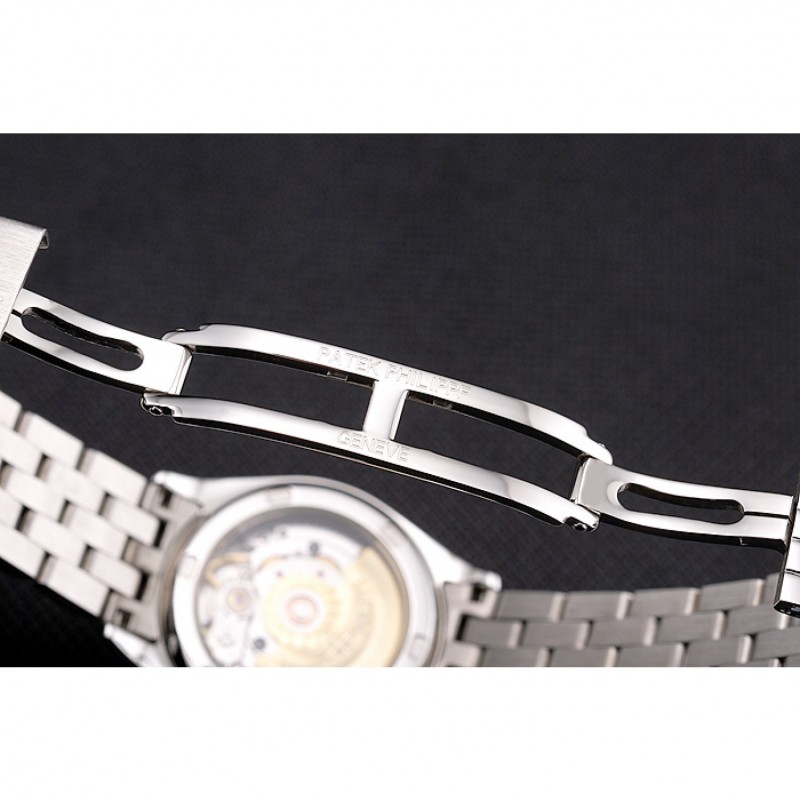 AAA Replica Watches Swiss Patek Philippe Calatrava White Dial Diamond Bezel Stainless Steel Case And Bracelet-6