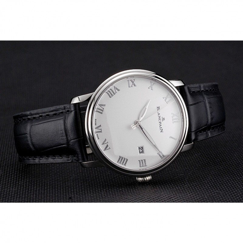 Blancpain Villeret Ultra Slim White Dial Stainless Steel Case Black Leather Strap-4