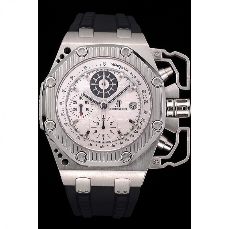 Swiss Audemars Piguet Royal Oak Offshore Survivor White Dial Stainless Steel Case Black Rubber Strap 622859-1