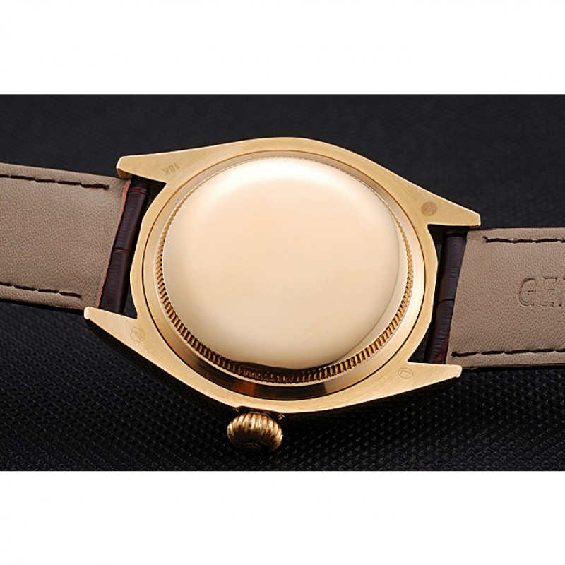 Rolex Cellini White Dial Gold Case Brown Leather Strap 622833-7
