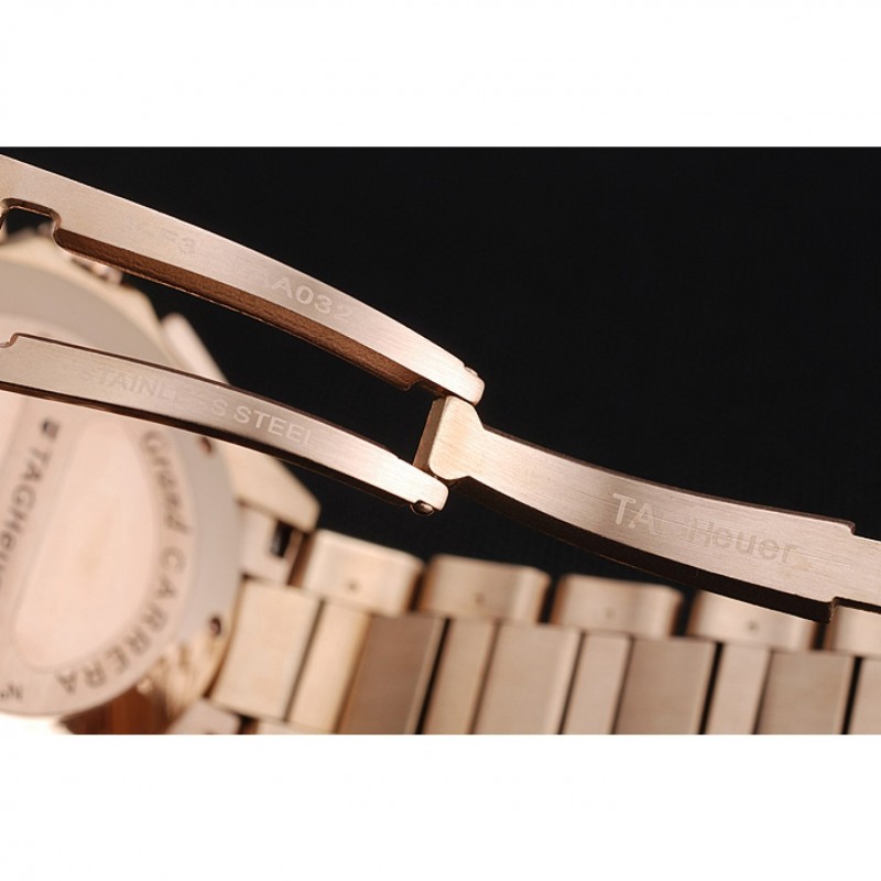 High Quality Replica Watches Tag Heuer Carrera Rose Gold Case White Dial-6