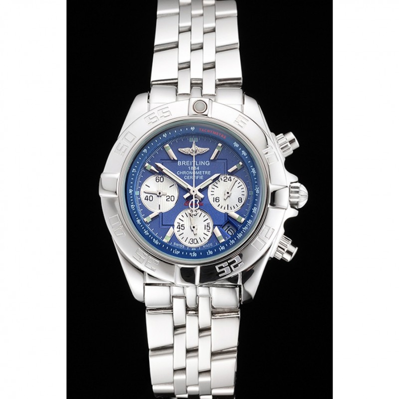 Breitling Chronomat Quartz Blue Dial Stainless Steel Case And Bracelet-1