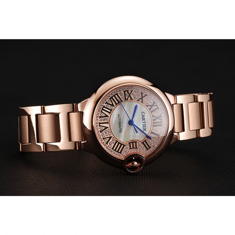 Swiss Cartier Ballon Bleu 40 MM Diamond Dial Rose Gold Bracelet 1453883-2