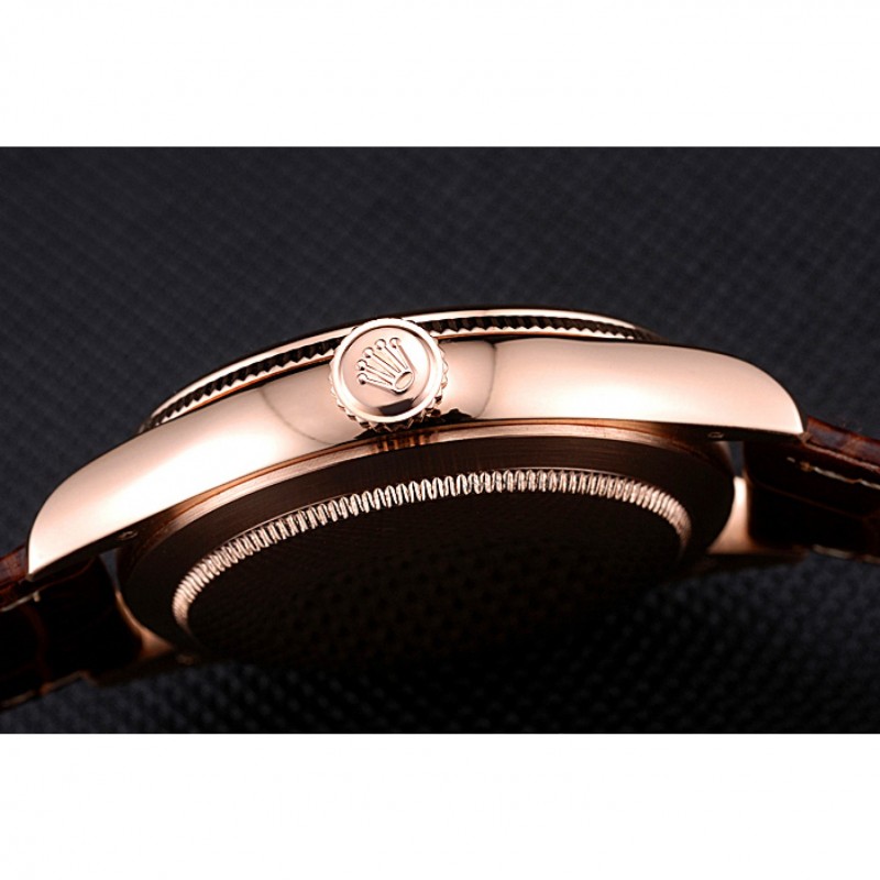 High End Replica Watches Rolex Cellini White Rose Dial Gold Case Brown Leather Bracelet 622725-8