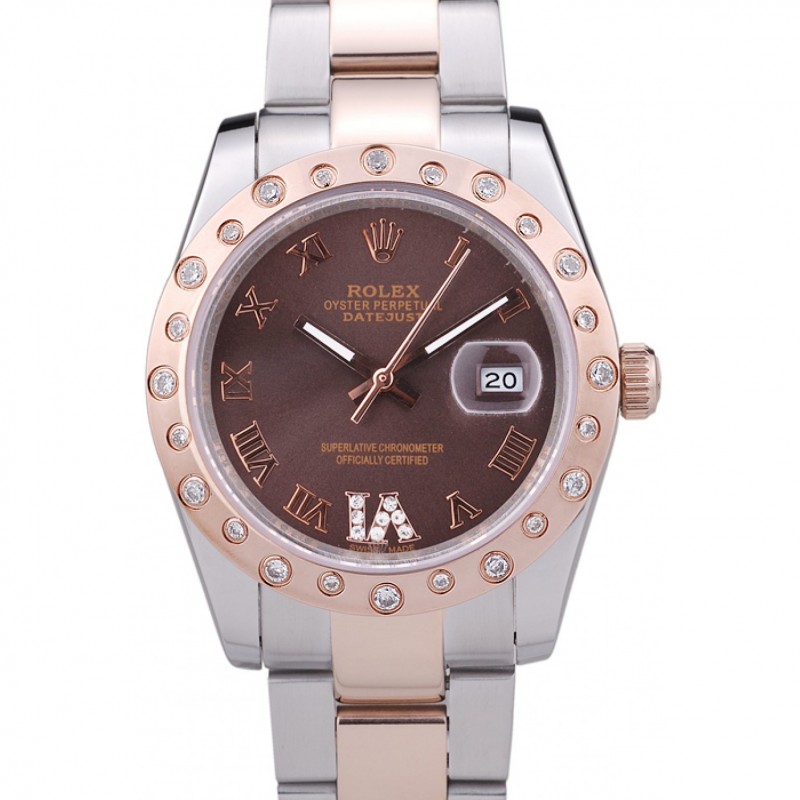 Rolex Datejust Diamond Bezel Brown Dial 7465-0