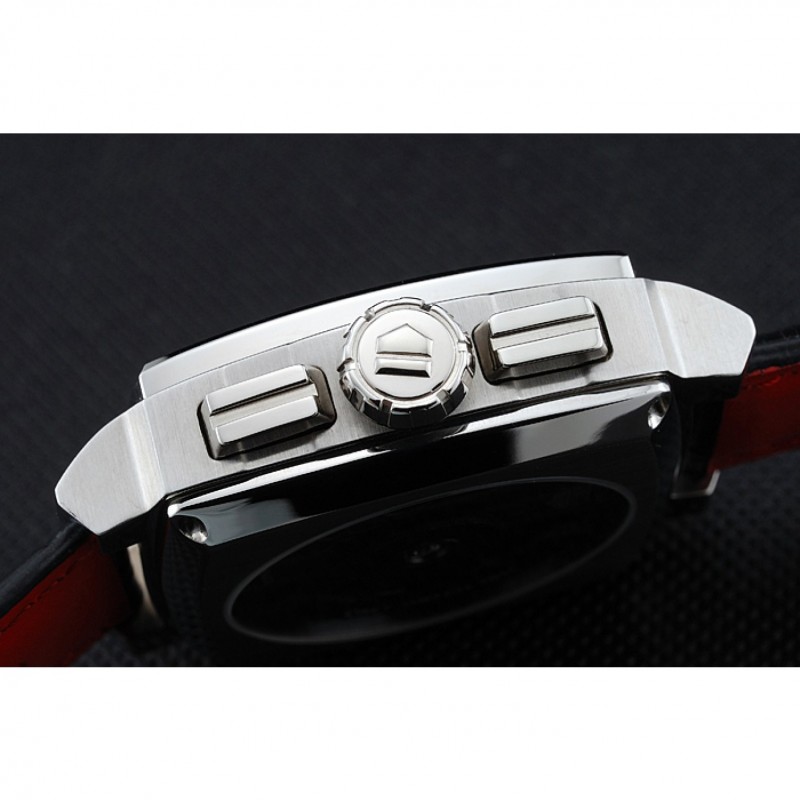 Luxury Replica Watches Tag Heuer Monaco Black-Green Perforated Leather Strap Black Dial 80308-8