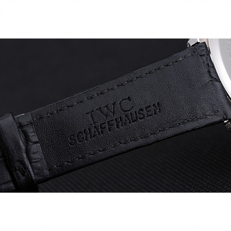 IWC Portugieser Chronograph Black Diamond Dial Black Leather Bracelet-7