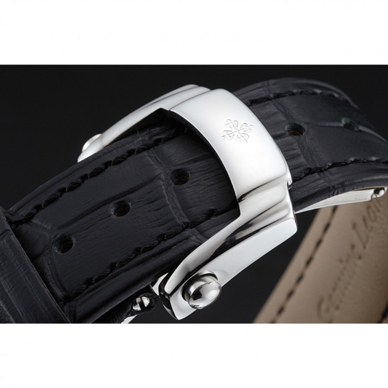 High Quality Replica Watches Swiss Patek Philippe 5170J Chronograph White Dial Stainless Steel Case Black Leather Strap-5