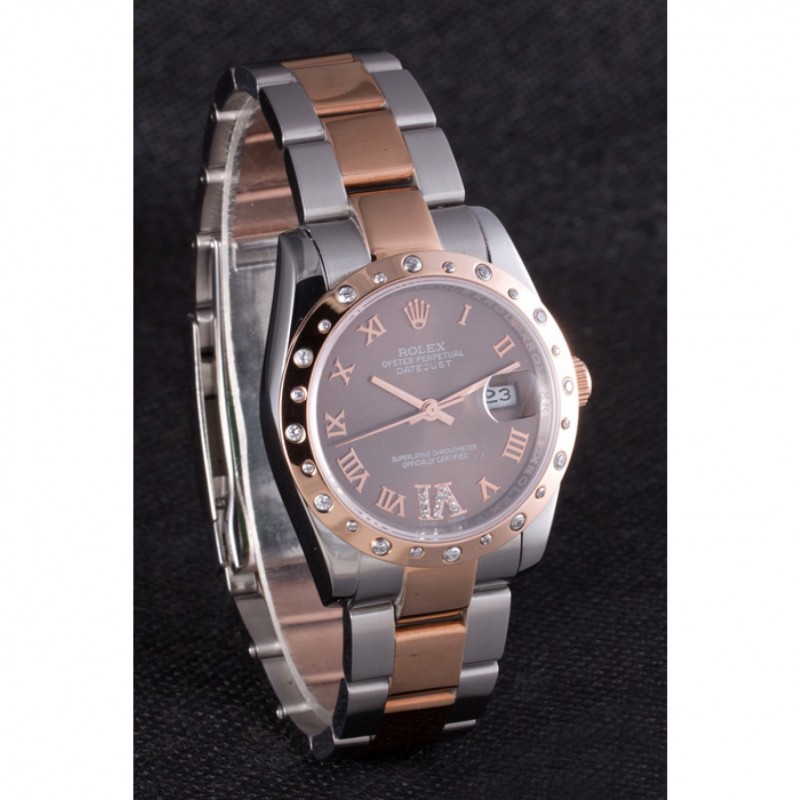 Rolex Datejust Diamond Bezel Brown Dial 7465-2