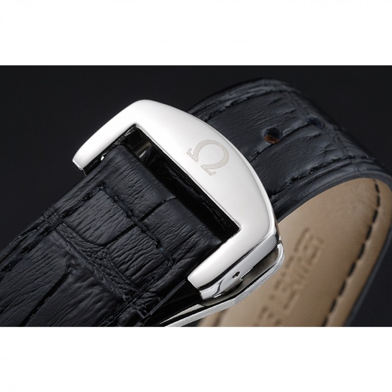 Omega DeVille Black Dial Stainless Steel Case Black Leather Strap 622829-5