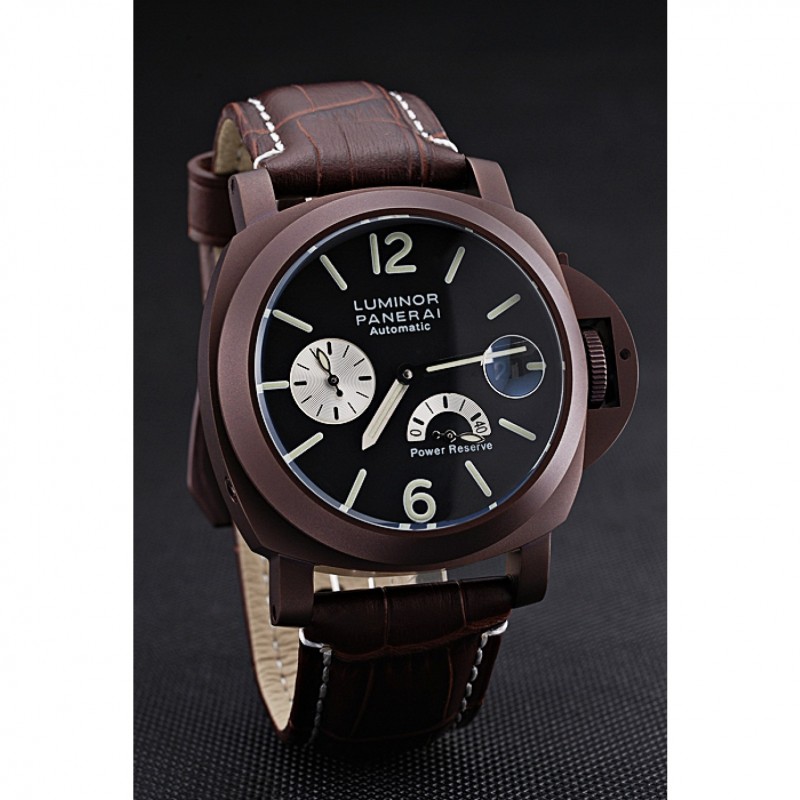 Panerai Luminor Brown Leather Strap Black Dial 80163-2