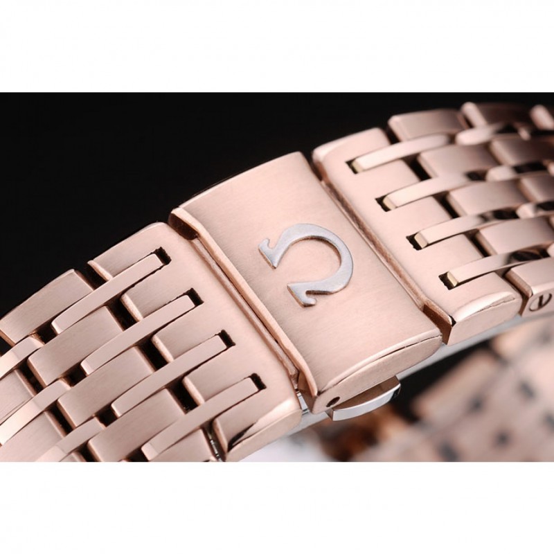Best Replica Watches Omega Swiss DeVille Rose Gold Bezel Roman Numbers Brown Dial 7610-5