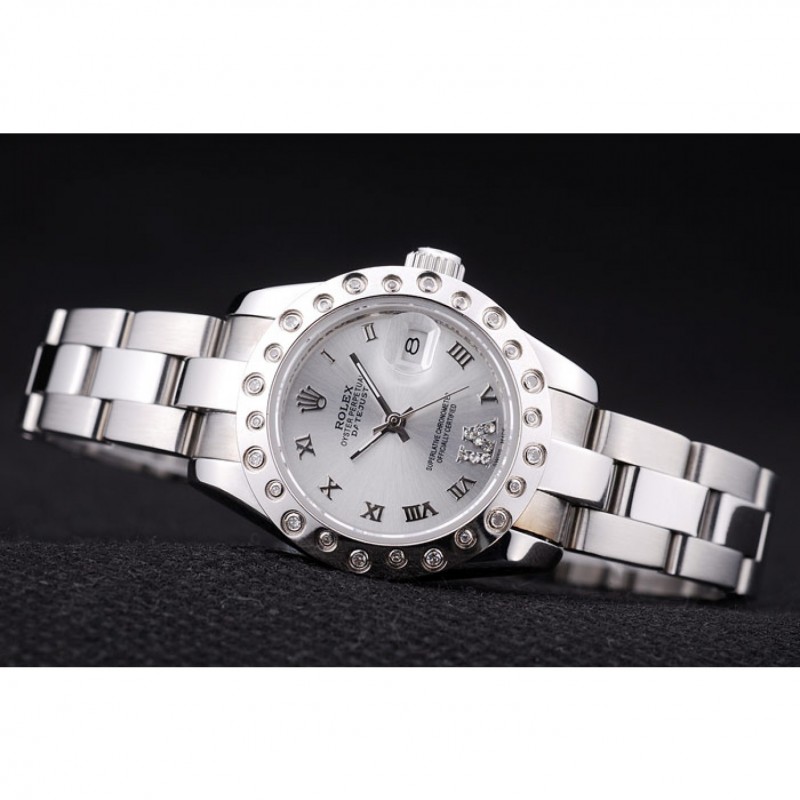Rolex Datejust Polished Silver Diamonds Bezel Silver Dial 7474-4