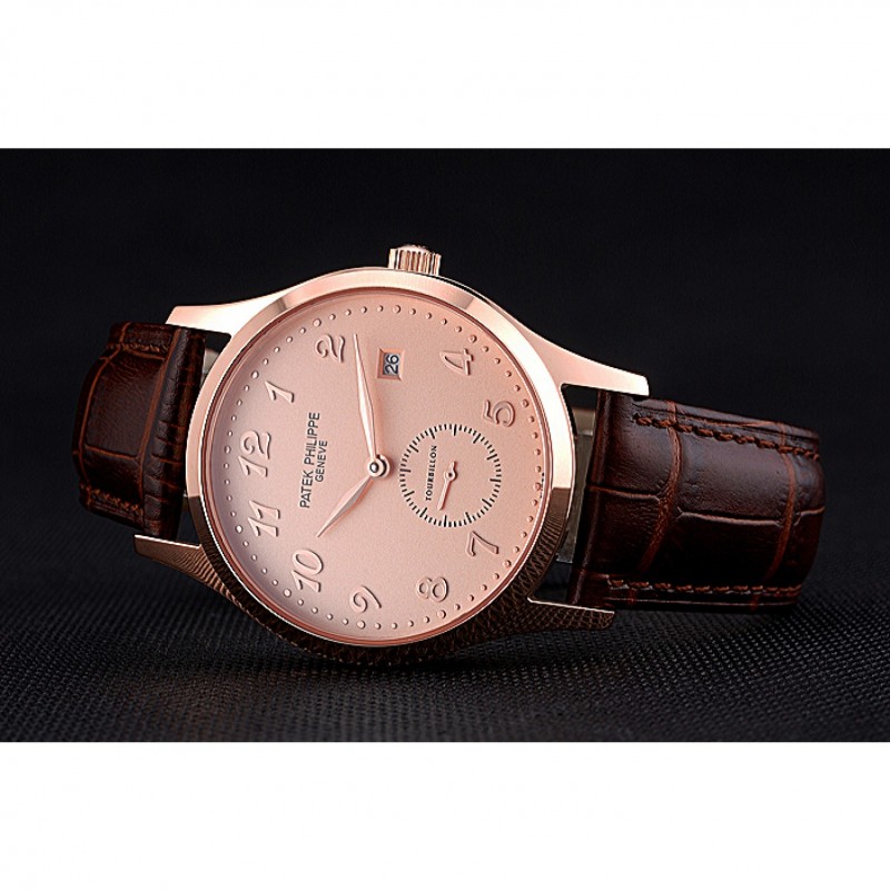 Patek Philippe Calatrava Rose Dial Rose Gold Case Brown Leather Strap 622836-4
