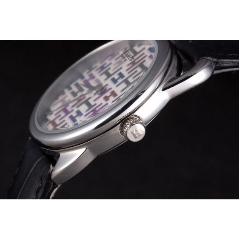 High Quality Hermes Classic Croco Leather Strap Multicolor Patterned Logo Dial 801407-6
