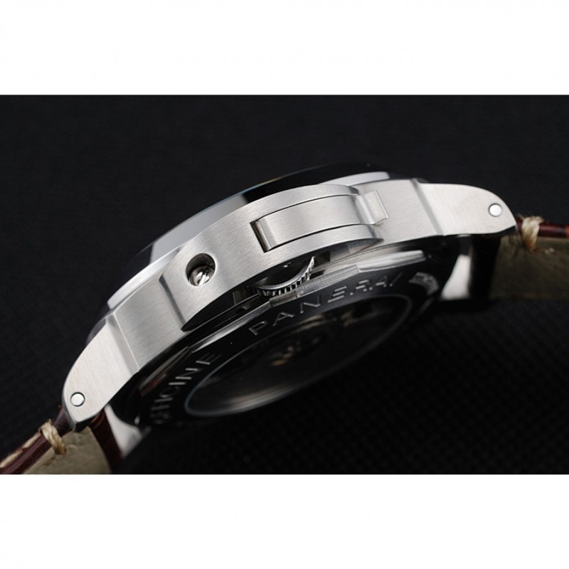 Panerai Luminor GMT Black Dial Brown Leather Bracelet-8