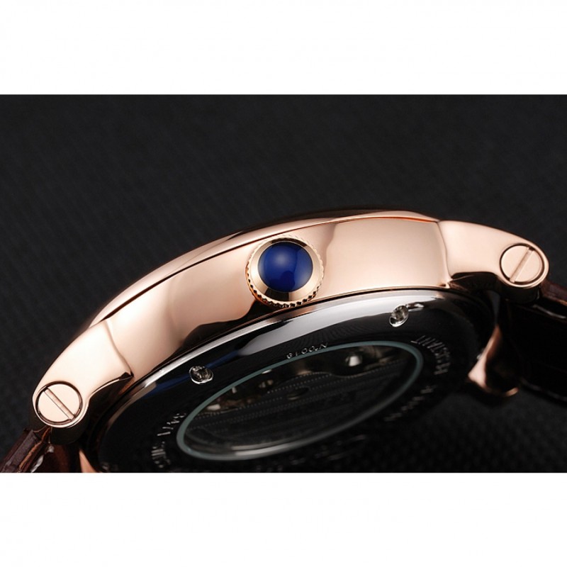 Cartier Rotonde De Cartier Flying Tourbillon White Dial Rose Gold Numerals Rose Gold Case Brown Leather Strap-8