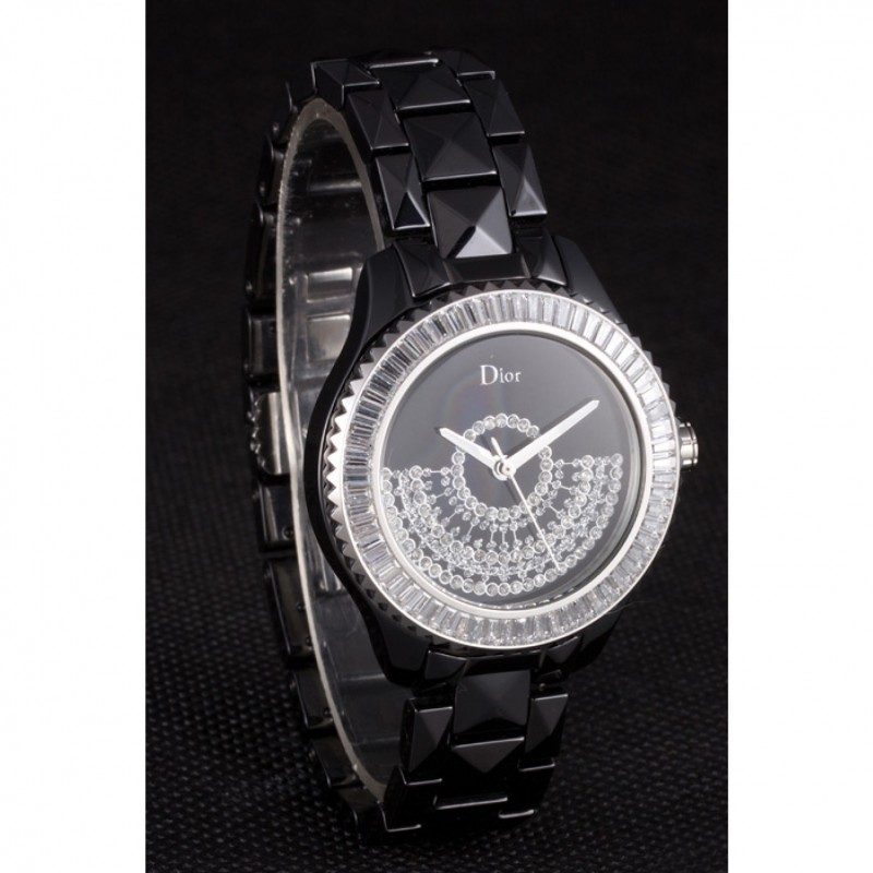 Dior VIII Baguette Cut White Diamonds with Diamond Encrusted Dial cd13 621366-2