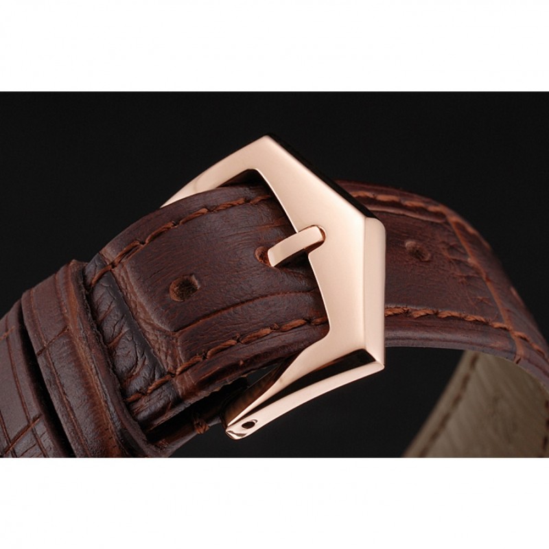 High End Swiss Patek Philippe Multi-Scale Chronograph Black Dial Rose Gold Case Brown Leather Strap-5