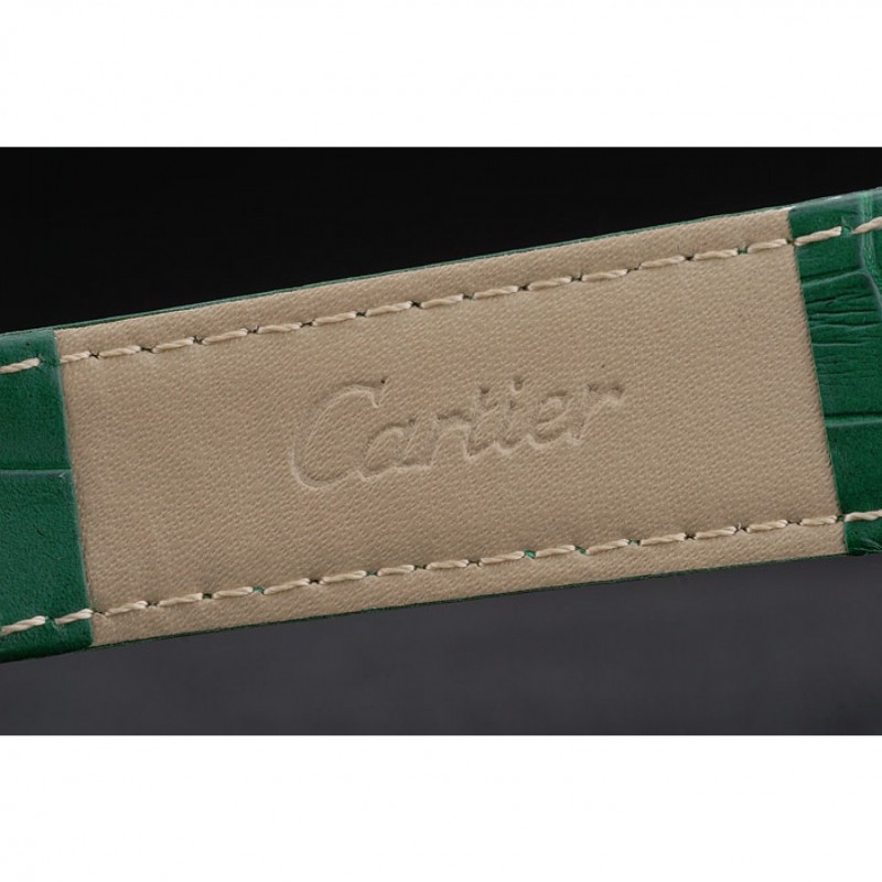 Cartier Tank Anglaise 30mm White Dial Gold Case Green Leather Bracelet-6