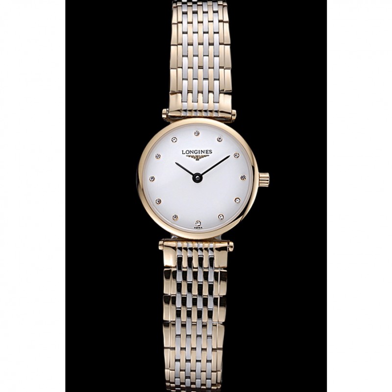 Longines La Grande Classique Two Tone Band White Dial Diamond Markers Femme 622102-1