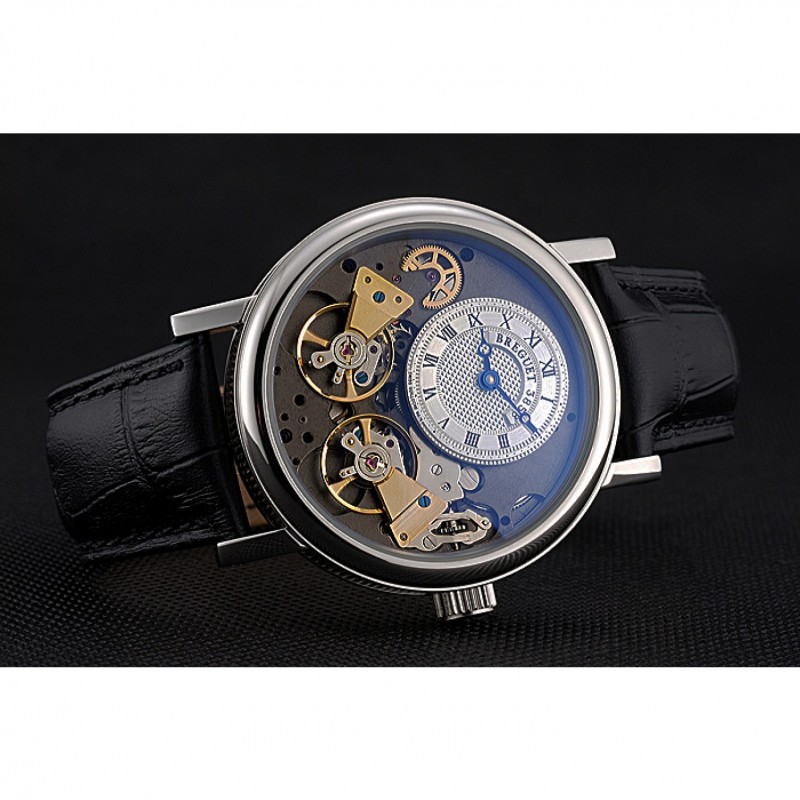 Breguet Duo Tourbillon Silver Case White Dial Black Leather Bracelet 622622-3