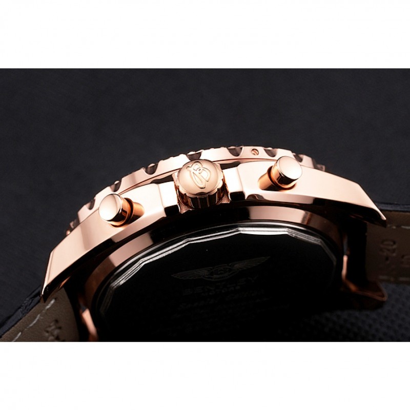 Best Breitling For Bentley Mulliner Tourbillon Black Dial Rose Gold Case Black Leather Strap-8