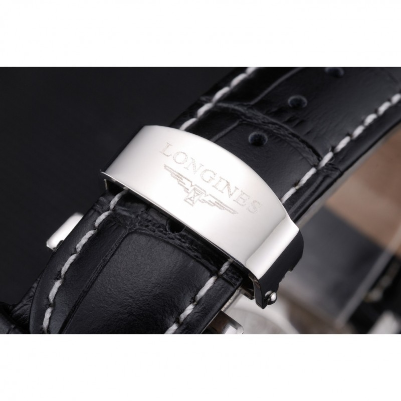 Longines Master Collection Black Leather Strap Black Dial 80224-5