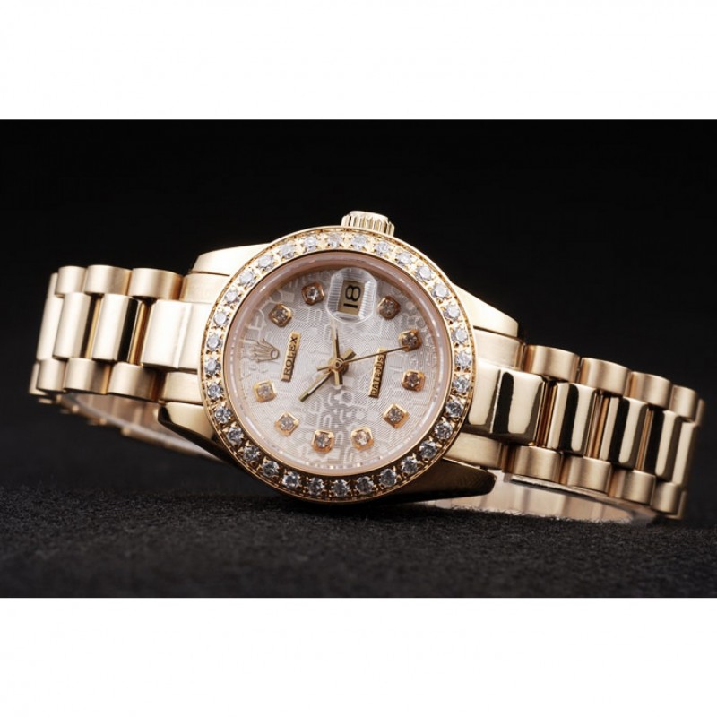 Rolex Datejust 18k Yellow Gold Plated Stainless Steel Diamond Plated 98076-3