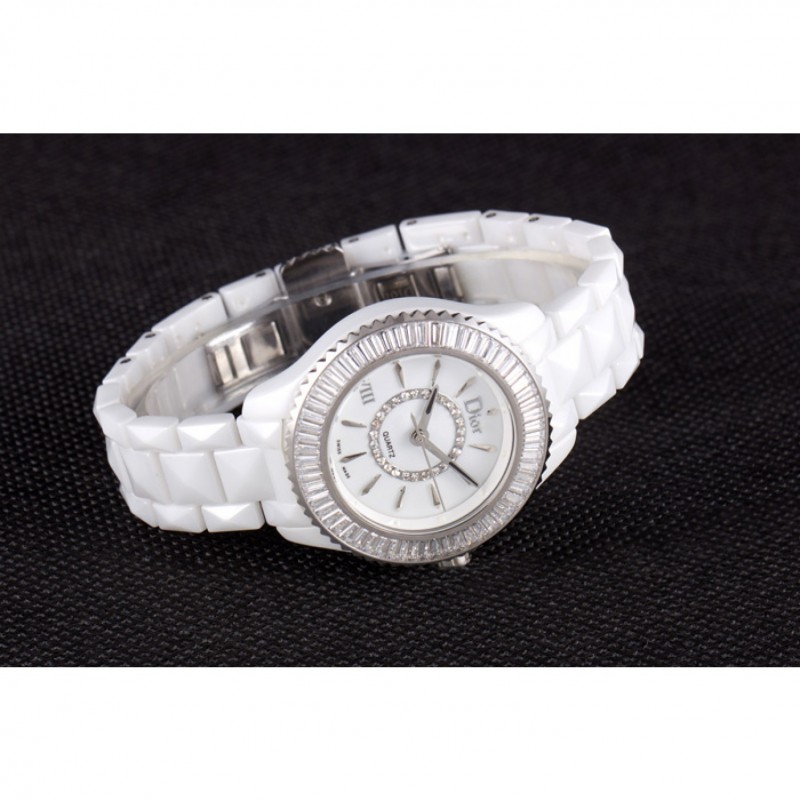 Dior VIII Baguette Cut White Diamonds with Diamond Encrusted Dial cd06 621359-3