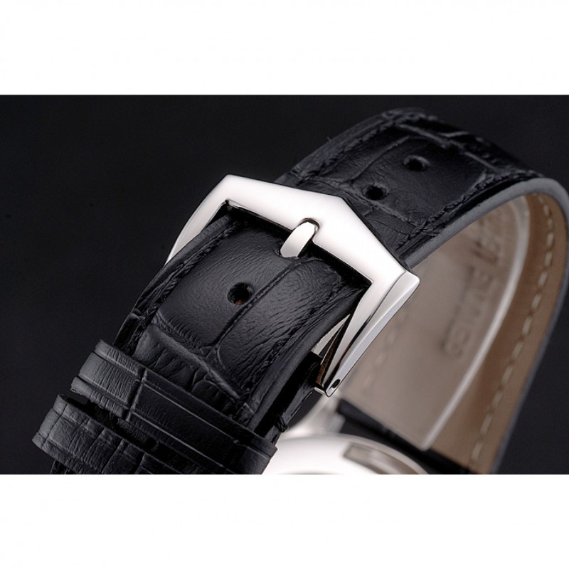 Best Replica Watches Swiss Patek Philippe Calatrava Black Dial Diamond Bezel Stainless Steel Case Black Leather Strap-5